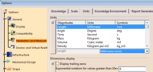 change units in catia