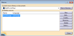 save catia macro in catpart